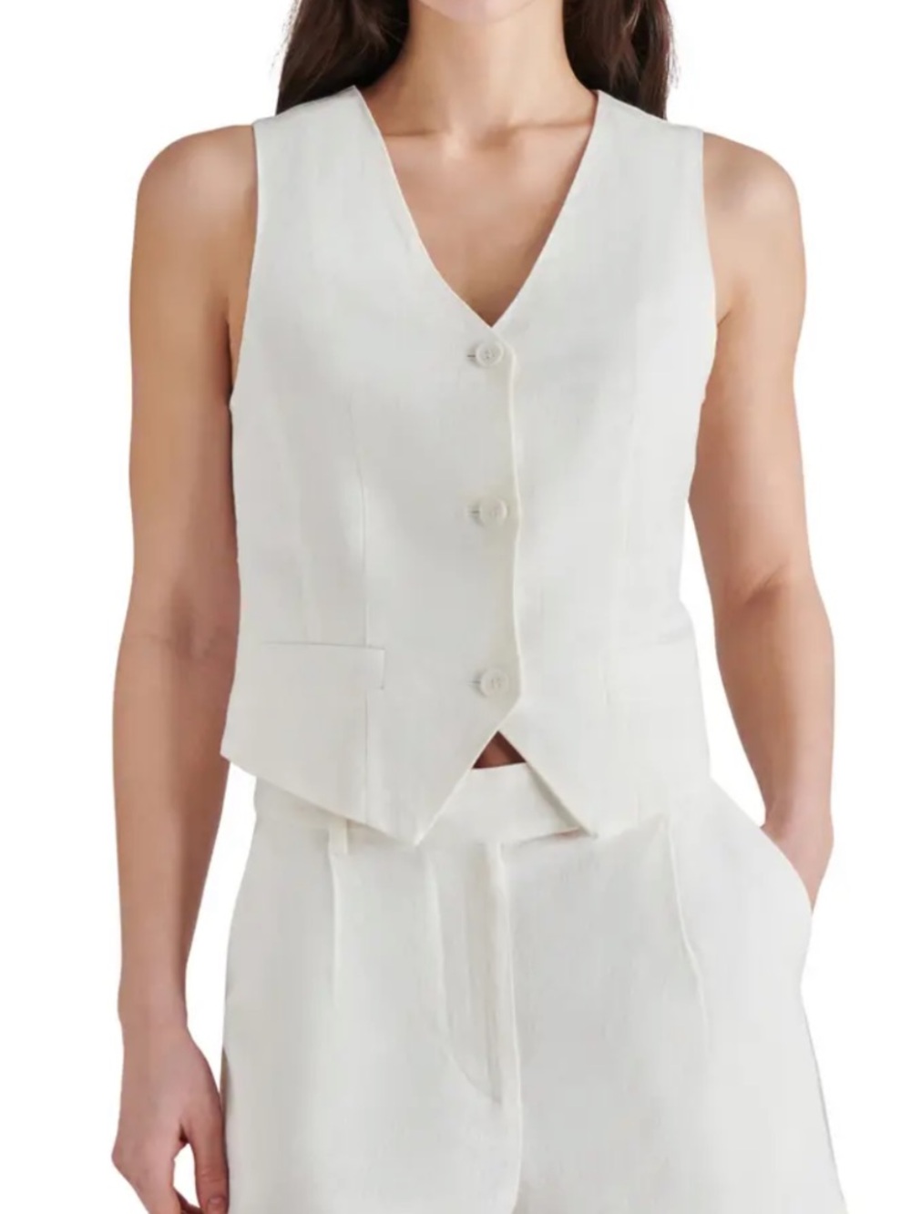 Steve Madden Ivory Sleeveless Tailored Vest